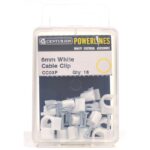 6mm White Cable Clips 16 pack
