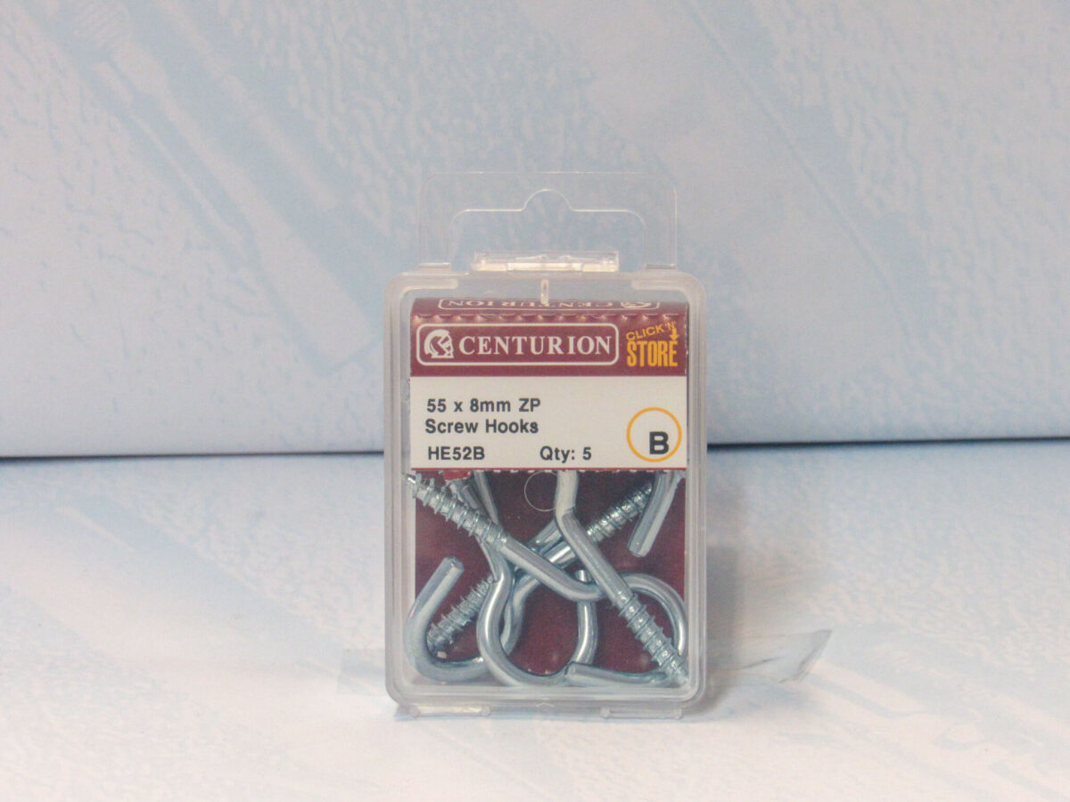 55mm x 8mm ZP Steel Screw Hooks 5 pack - Image 2