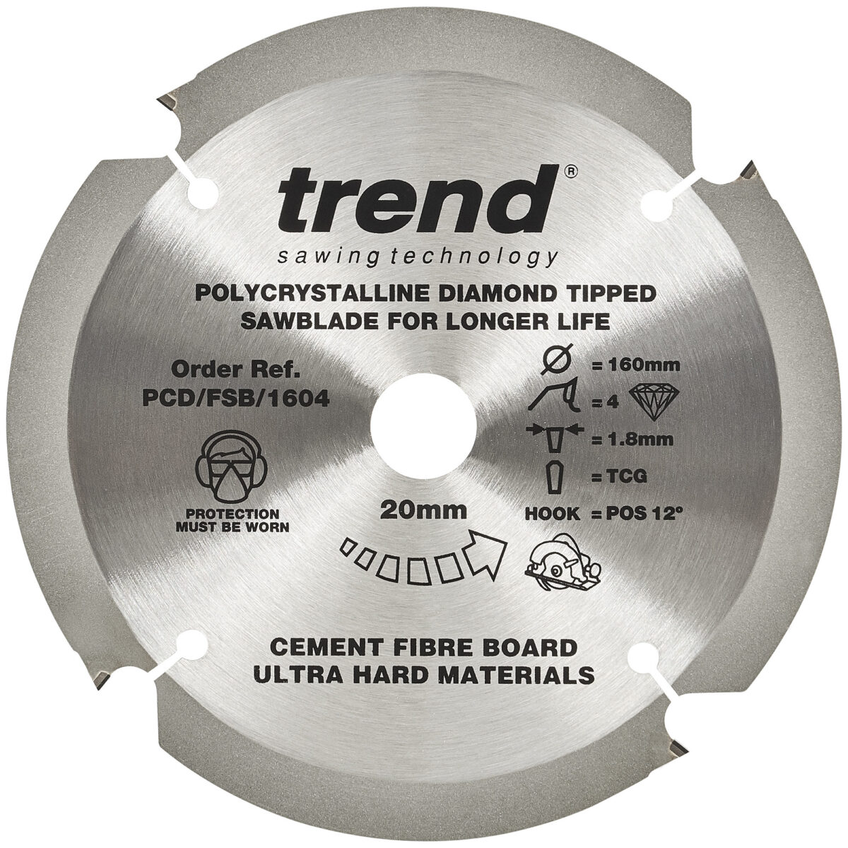 Trend 160mm X 4t X 20mm Fibreboard Saw Blade Pcd - Image 2